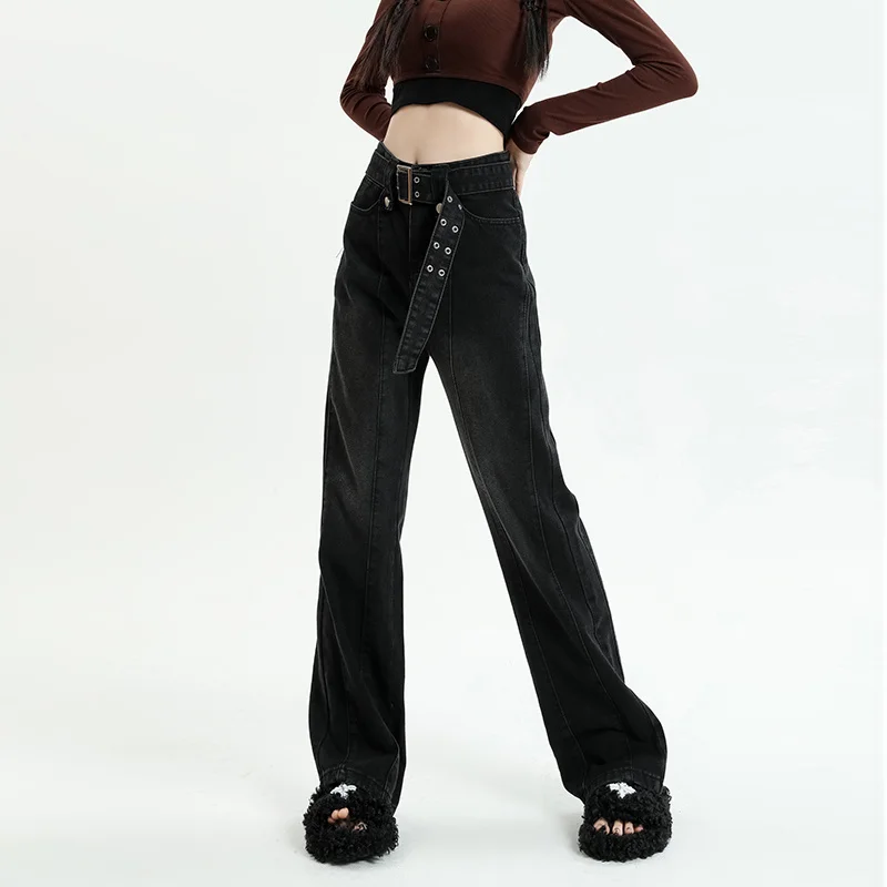 

High Waisted Jeans 2023 New High Waisted Korean Fashion Vintage Wide Leg Jeans Streetwear Casual Black Straight Jeans
