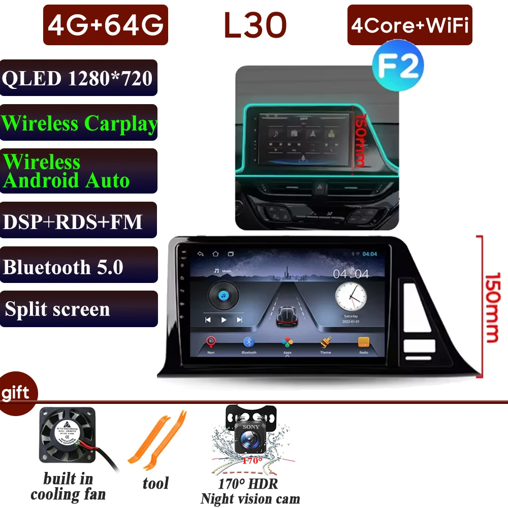 

Автомобильный радиоприемник Carplay для Toyota C-HR CHR 2016-2020 GPS-навигация Мультимедийный плеер Android Автоэкран 4G Wi-Fi Видео без 2din DVD