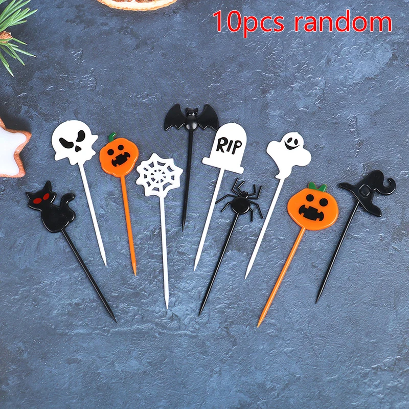 

2-24pcs Mini Cartoon Snack Cake Dessert Food Fruit Pick Toothpick Bento Lunches Kids Fruit Fork halloween Party Decoration