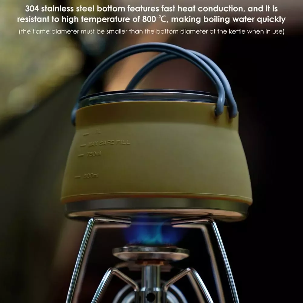 

NEW2023 1L Camping Water Kettle Collapsible Tea Kettle Portable Coffee Pot Travel Boiling Water Kettle For Hiking Camping Cookin