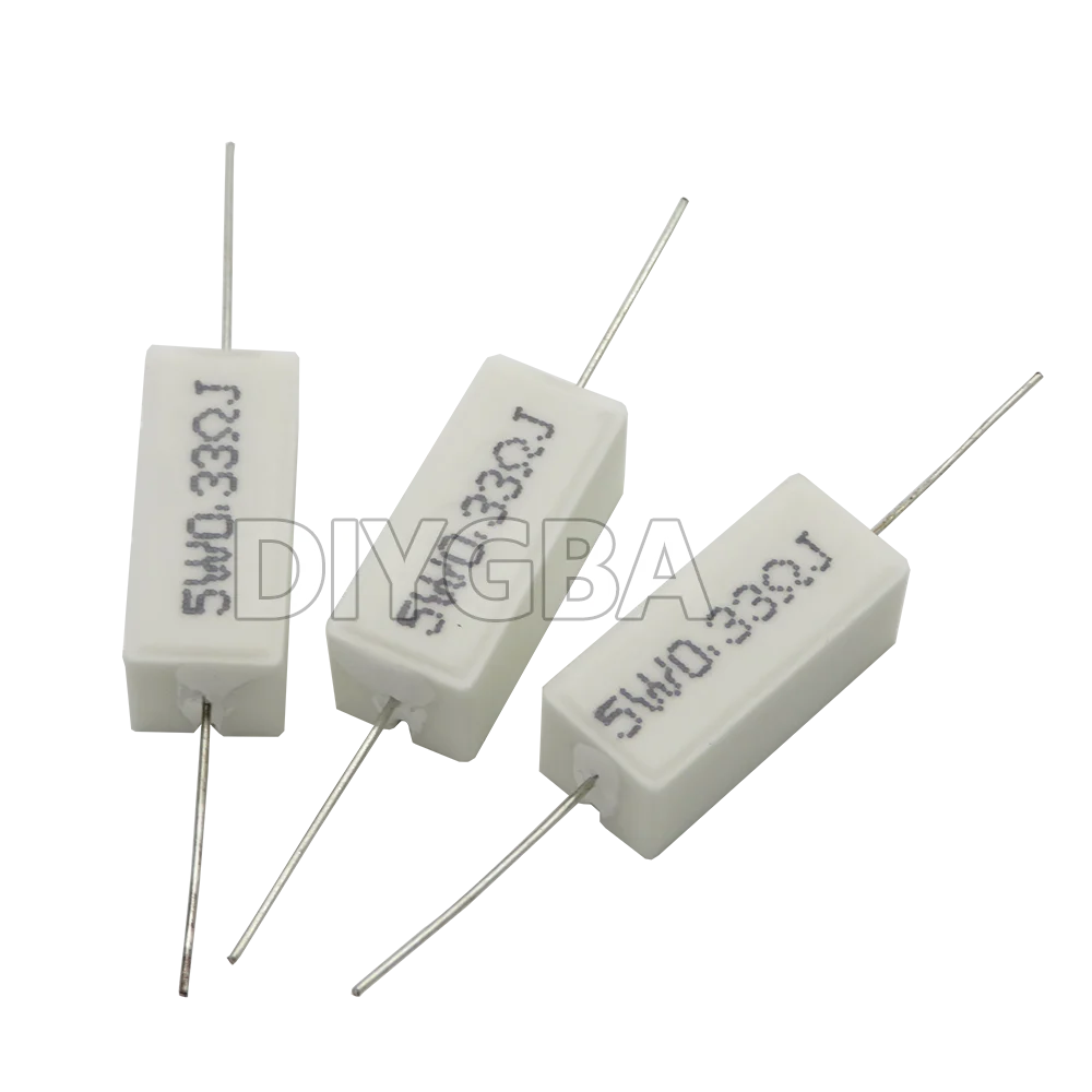 Цементный резистор 10 шт. 5 Вт сопротивление цемента 0 1 ~ кОм 0.33R 1R 10R 100R 22 33 100 1k