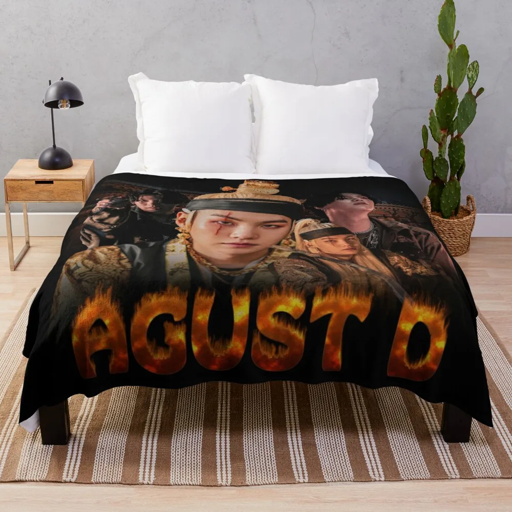 

Декоративное одеяло из шерпы Agust D Flames, с принтом, для дивана, кровати, в подарок