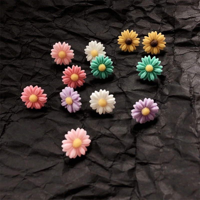 

Korean Multicolor Sunflower Earrings For Women Fashion Cute Girl Colour Flower Stud Pink Jewelry Gift Part Accessories Wholesale