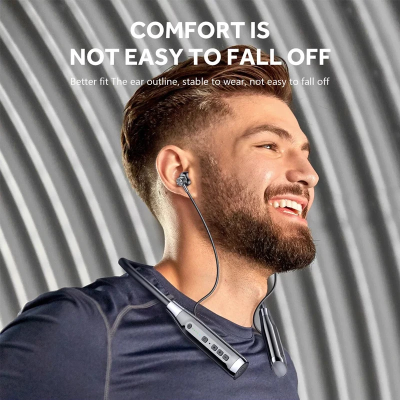 Беспроводные Bluetooth наушники с креплением на шею батарея 1000 мА 4 динамика 9D стерео