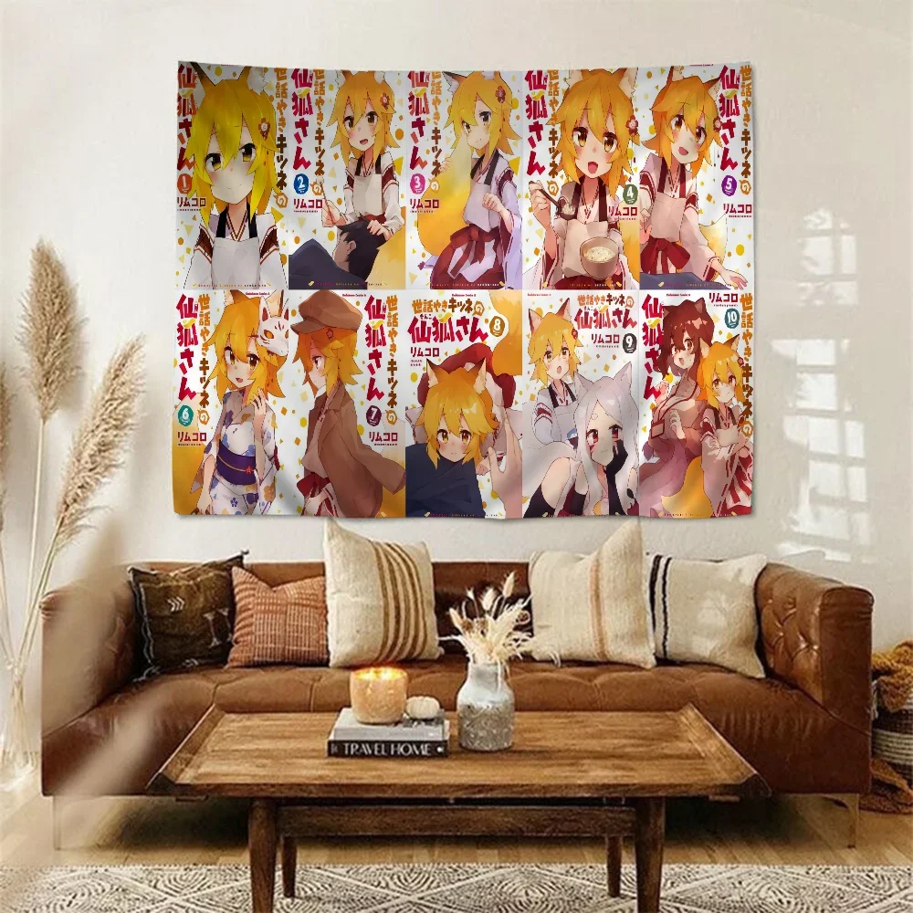 Полезный Лисий Сенко-сан DIY настенный гобелен хиппи цветок настенные ковры Декор