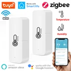 Умный Wi-Fi датчик температуры и влажности Tuya ZigBee, комнатный гигрометр, контроллер, работает с Alexa Google Home
