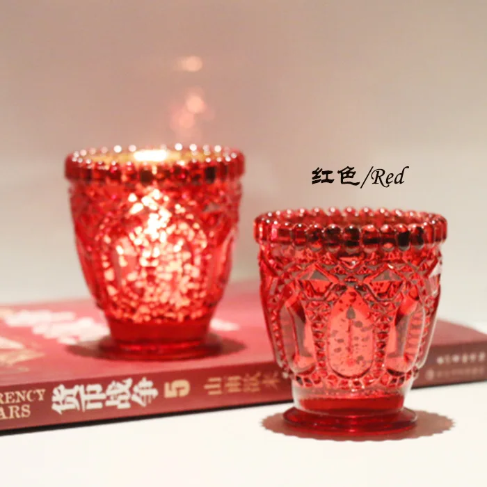 

Candle Jar Electroplated Glass Candle Holders Colored Candle Cups Romantic Dinner Bar Decorations Birthday Candle m