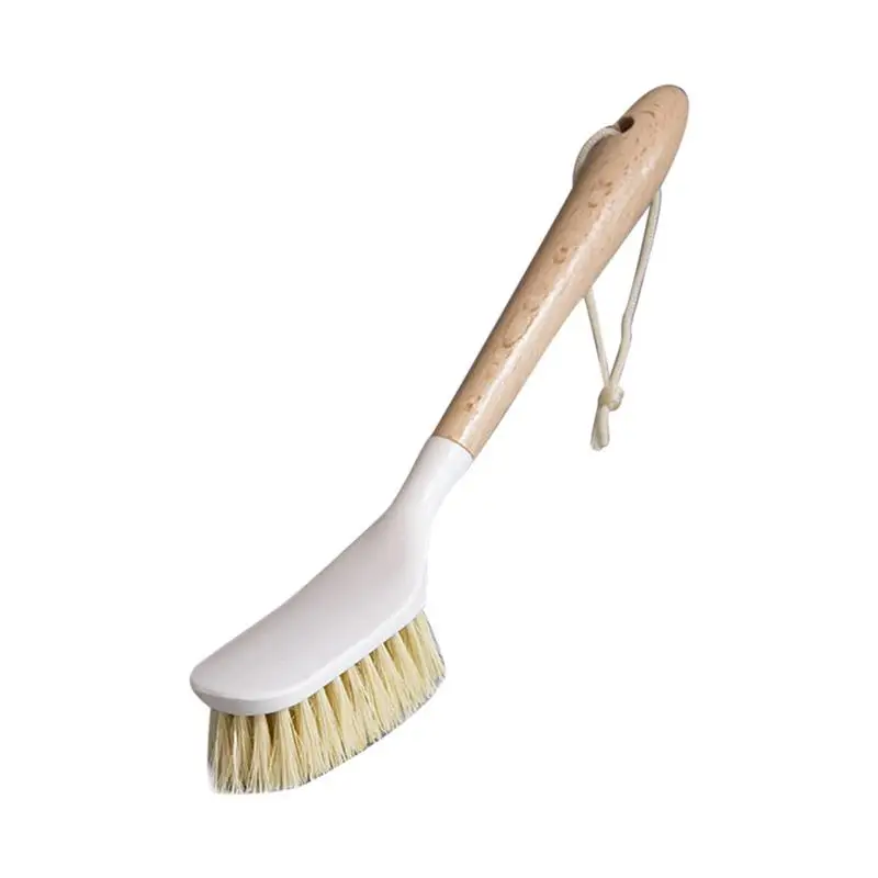 

Wooden Long Handle Pan Pot Brush Dish Bowl Washing Cleaning Brush Practical Hanging Nonstick Oil Kitchen Cleaning Tools