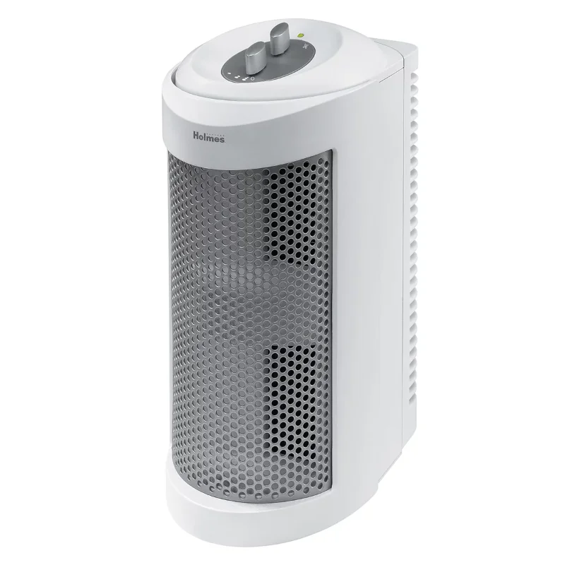 Holmes True HEPA Allergen Remover Mini Tower Air Purifier with Optional Ionizer for Small Spaces, White
