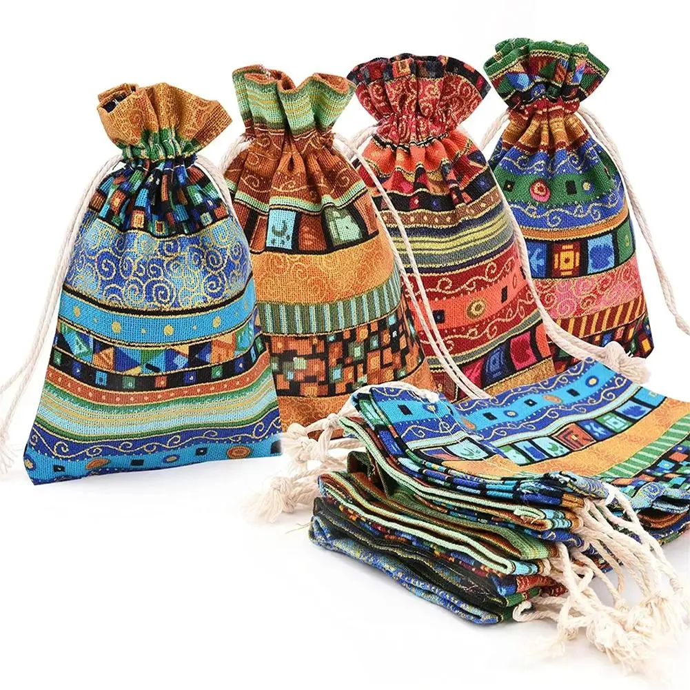 

20pcs Woven Jewellery Bags Gift Bags with Drawstring Colorful Ethnic Style for Jewellery Wedding Party Celebrations Christmas