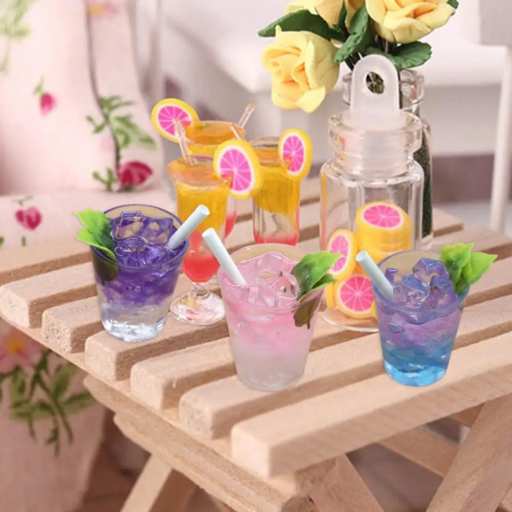 

Useful Double Color Design Ice Cup Model Pretend Toy Dollhouse Accessories Lightweight Reusable