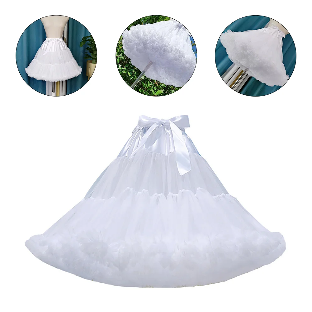 

1Pc Exquisite Layered Gauze Skirt Lolita Dress Underskirt Tutu Skirt (White)