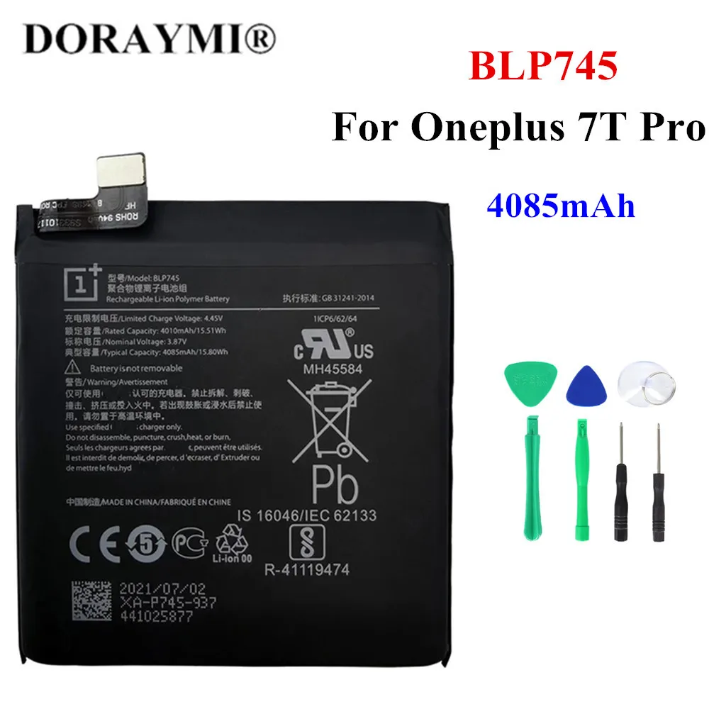 

Оригинальный аккумулятор BLP745 4085 мАч для телефона Oneplus 7T Pro 1 + 7T Pro, сменные батареи + Бесплатные инструменты