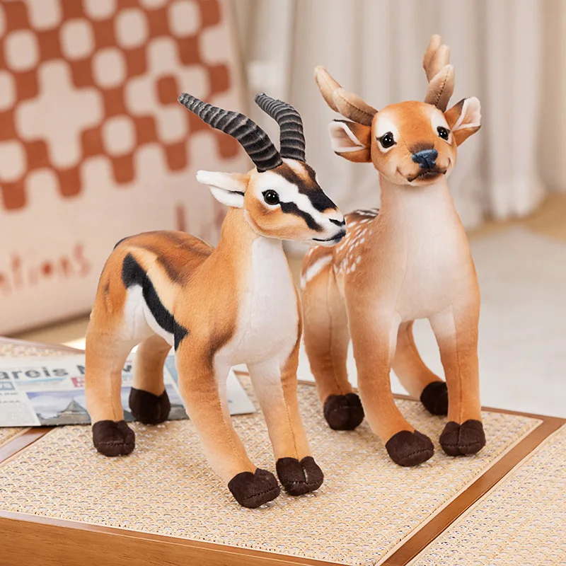 

33*28cm Simulation Deer Plush Toy Lifelike Sika Deer Antelope Doll Realistic Stuffed Soft Wild Animals Toys for Gift Home Decor