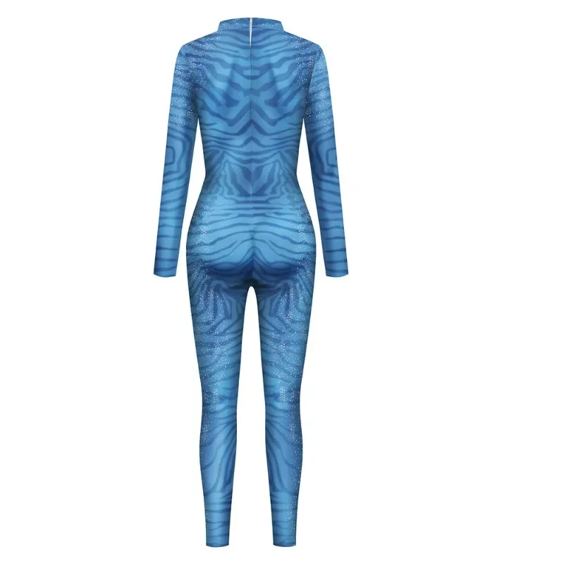 Halloween Adult Women Men Movie Avatar Cosplay Costume The Way of Water Alien 3D Print Jumpsuits Carnival Party Zentai Bodysuits