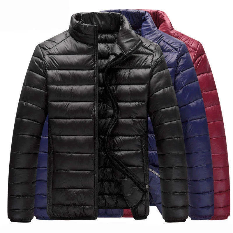 Y2k Autumn Winter Men's Korean Version Slim Slim Down Jacket Stand Collar Casual Down Jacket Solid Color Coat Very Light Clothes