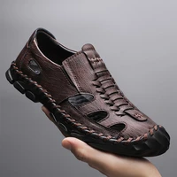 mens plus size 38 48 handmade slipper breathable summer new fashion cow split casual sandals male comfy trendy leisure shoe