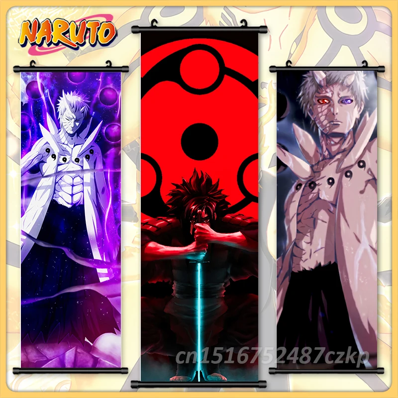 

Naruto Print Pictures Uchiha Obito Canvas Home Decor Ootutuki Kaguya Poster Anime Scroll Gaara Hanging Painting Wall Art Mural