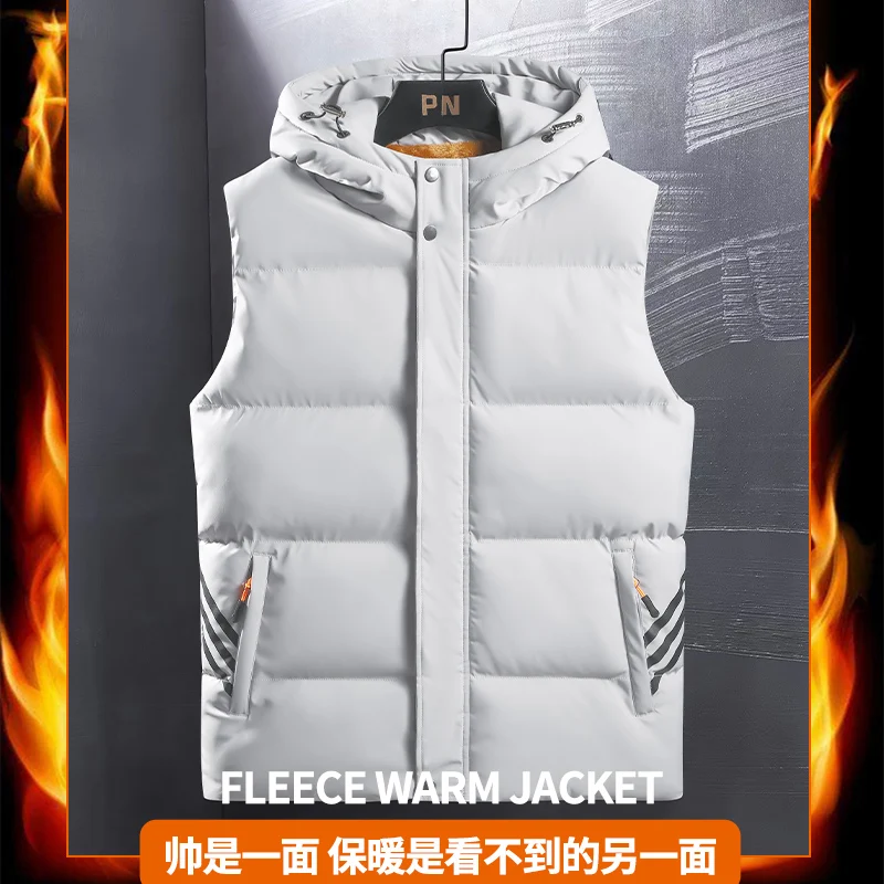 Autumn and winter high-end thickened warm men's and women's cotton vest, cold-proof lamb wool couple's cotton coat, casual hoode