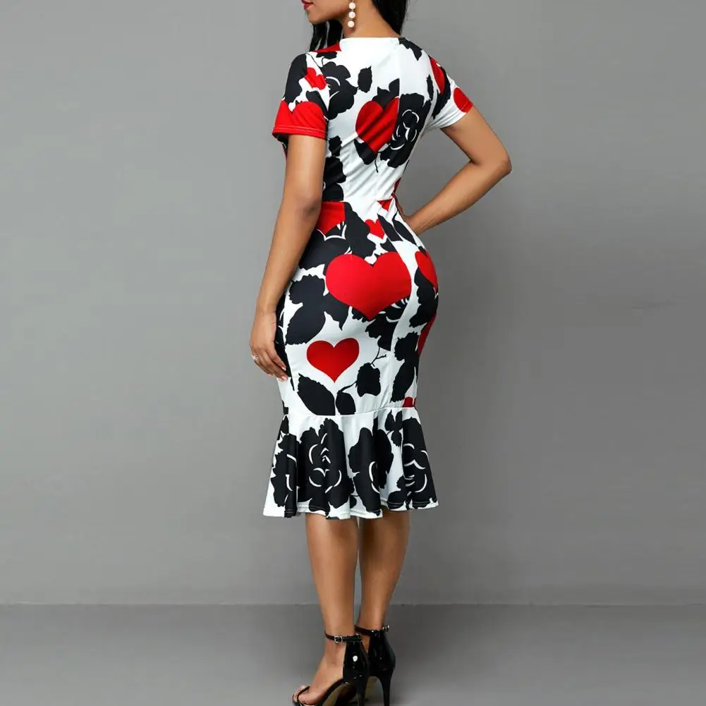 

Temperament Formal Bodycon Dress Slim Breathable Lady O Neck Short Sleeve Dress