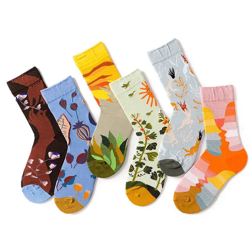 

New original design tide socks men and women four seasons cotton socks fashion abstract street skateboard socks