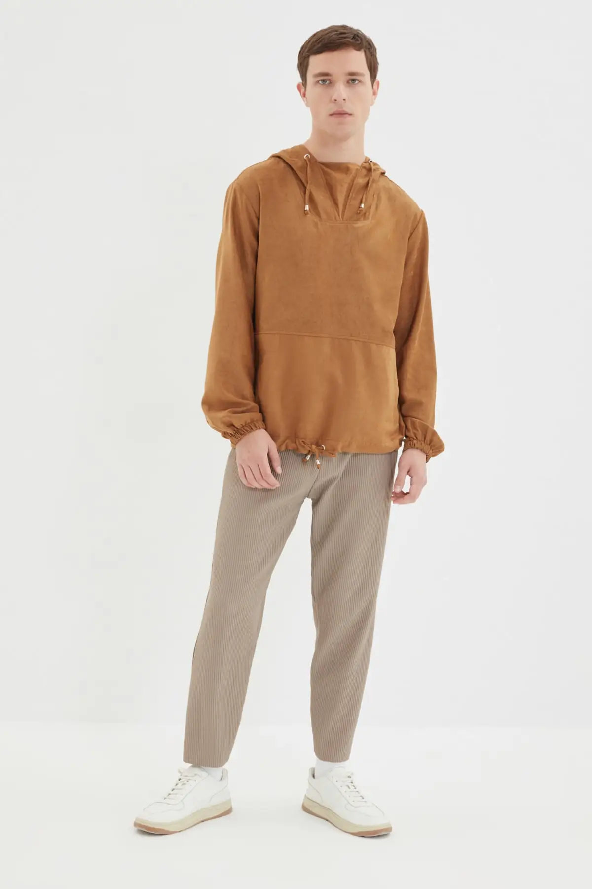 

Trendyol Men Oversize Hooded Collar Detailed Suede Shirt TMNAW22GO0687