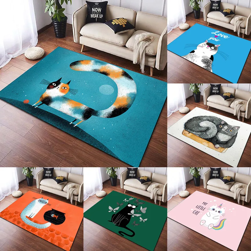 

Cute cat carpet living room children's crawling mat doormat living room area rug games area washroom floor mat kawaii Yoga rug