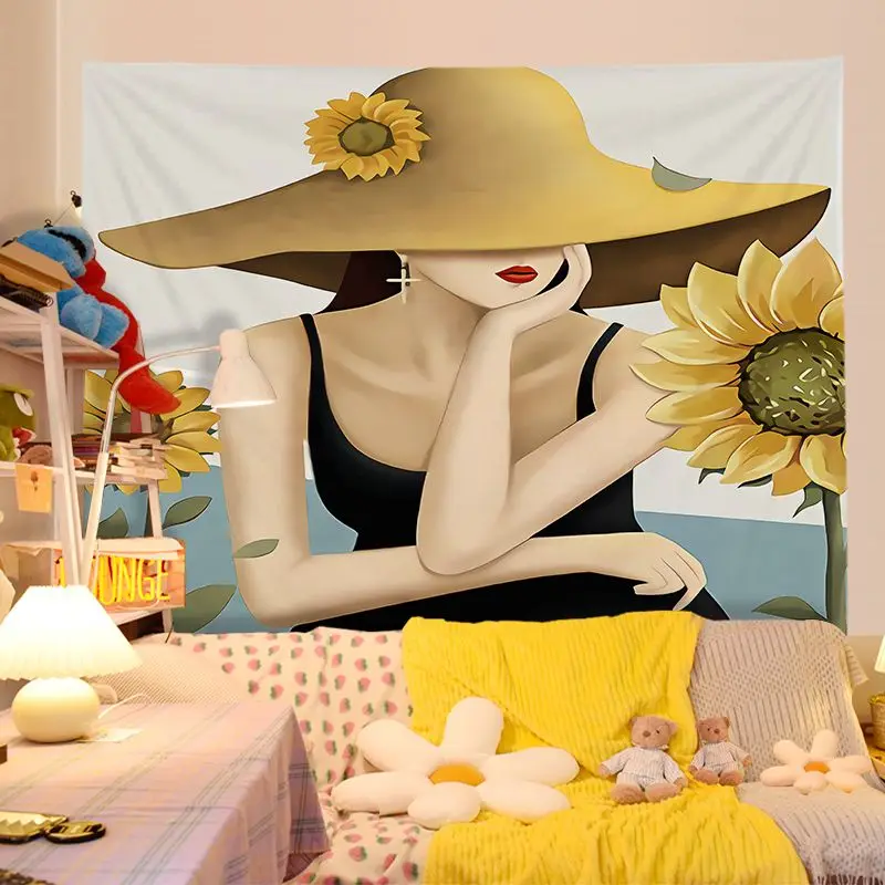 

INS персонализированный подвесной тканевый гобелен украшение простой современный фон ткань элегантное женское одеяло тканевый съемный дом