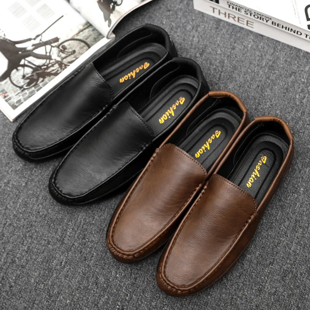 

Fashion Men Shoes Artificial Leather Casual Summer Shoes Classic Mens Loafers Elegantes Slip On Men's Flats Male Driving Shoes