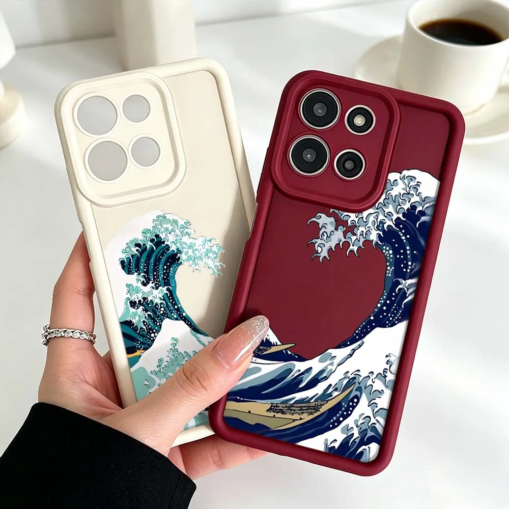 Фото Чехол для телефона с волнообразным узором для Motorola Moto G86 G85 G75 G56 G35 G24 G06 Edge 70 60 50 Fusion Eye Ladder №2
