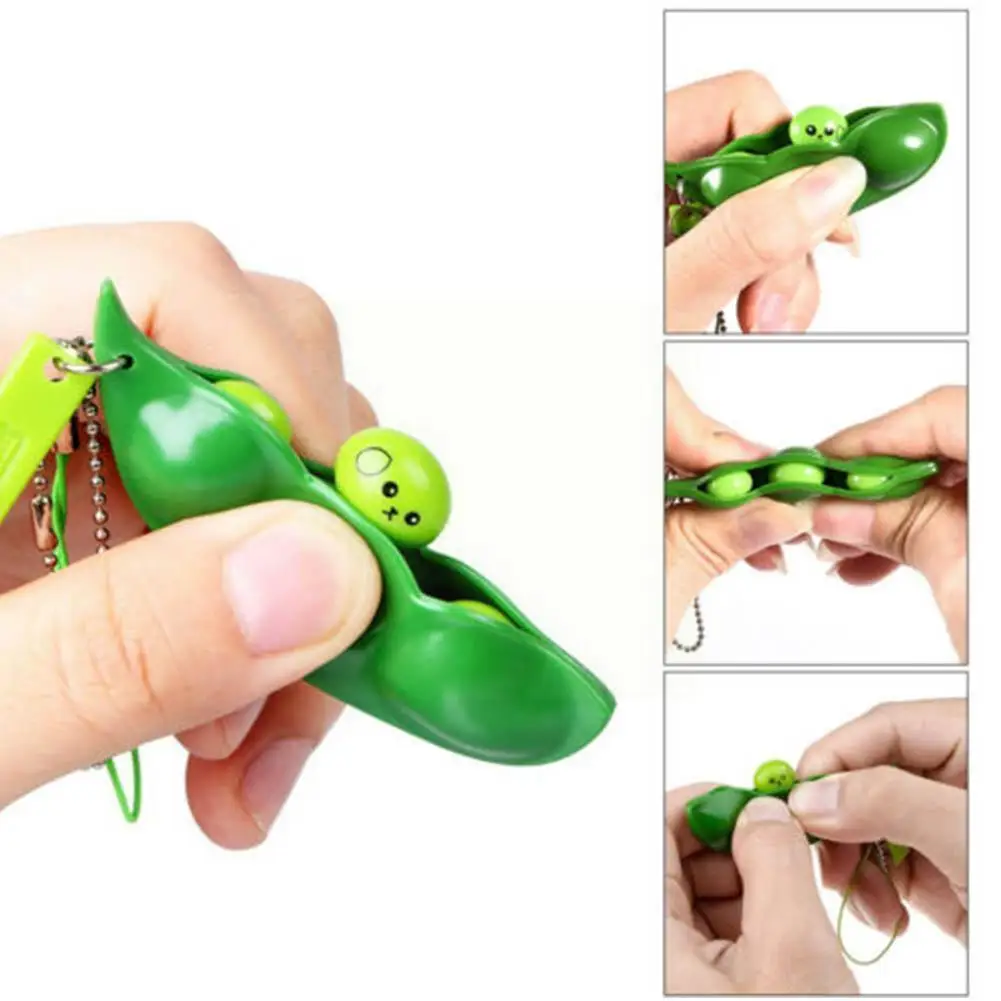 

Creative Extrusion Pea Bean Soybean Edamame Stress Bag Toy Fun Chain Cute Relieve Keychain Key Party Gift Trinket Ri O2T2