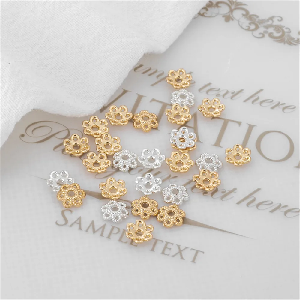 

14K color-preserving gold beads Accessories Flower holder series B type 6mm diameter flower holder DIY accessories 100pcs