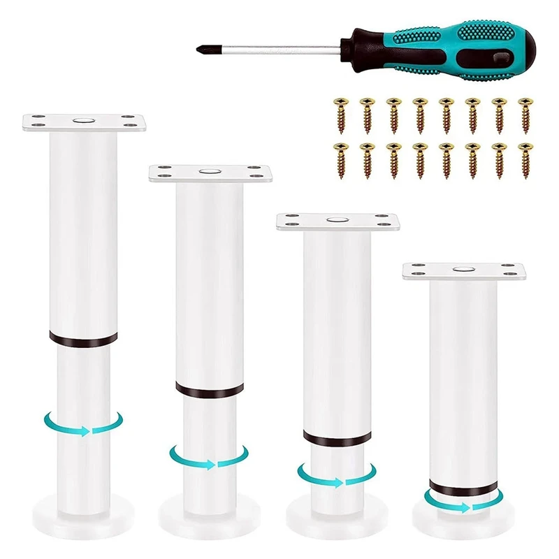 

4Pcs 4Pcs Upgraded Metal Adjustable Furniture Legs 4.72-7.08 Inch Parts Legs For Bed Sofa Cabinet Couch Dresser Table A