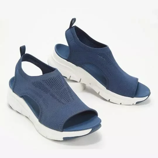 

2023NEW sandals big yards of leisure sports shoes fly flat knit fish mouth shoes