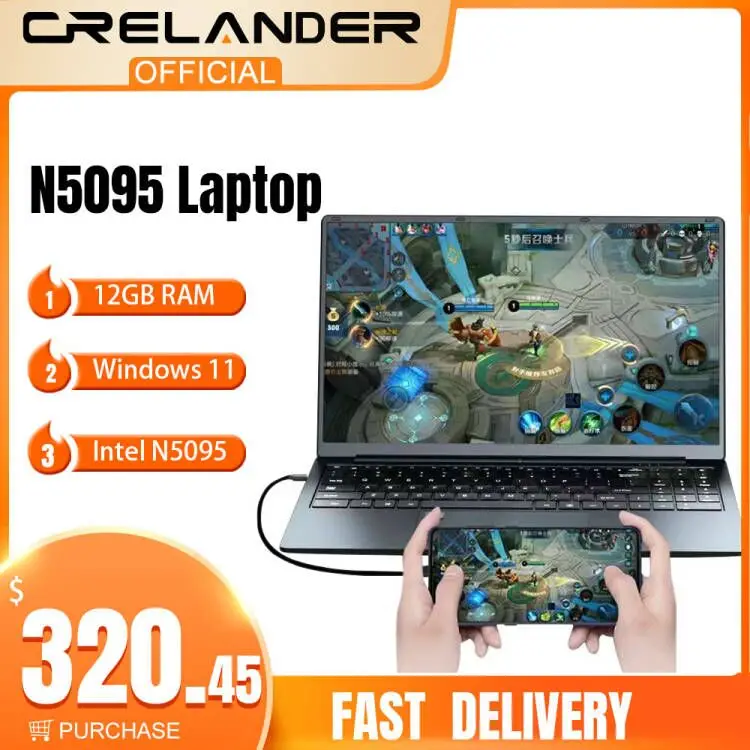 CRELANDER Z50 Business Laptops 15.6 Inch Intel Celeron N5095 12GB RAM 256GB 512GB 1TB SSD Pc Portable Notebook Computer