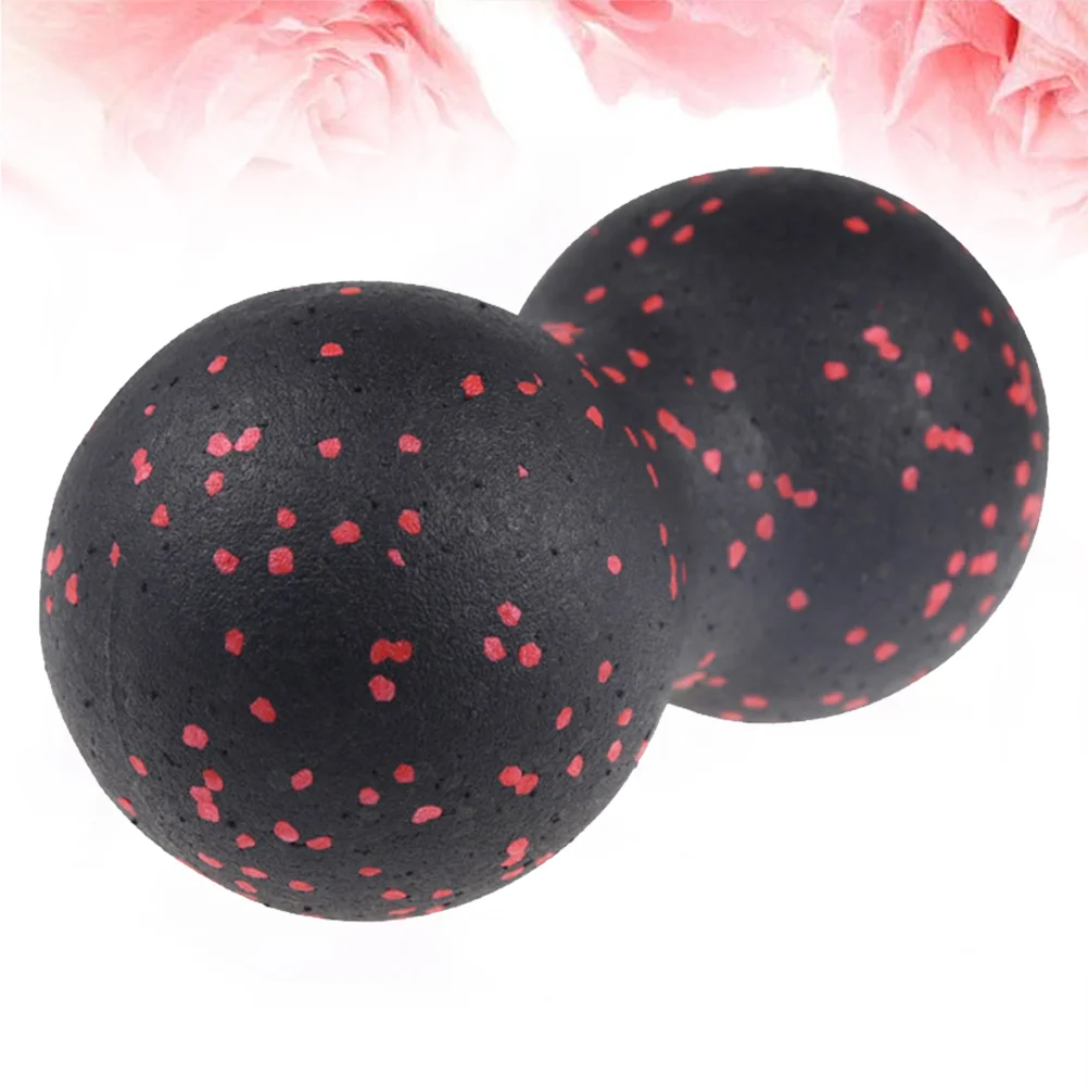 

EPP Muscle Relaxation Dual Ball Peanut Massage Ball Yoga Fitness Lacrosse Ball for Home Office (Black Red)
