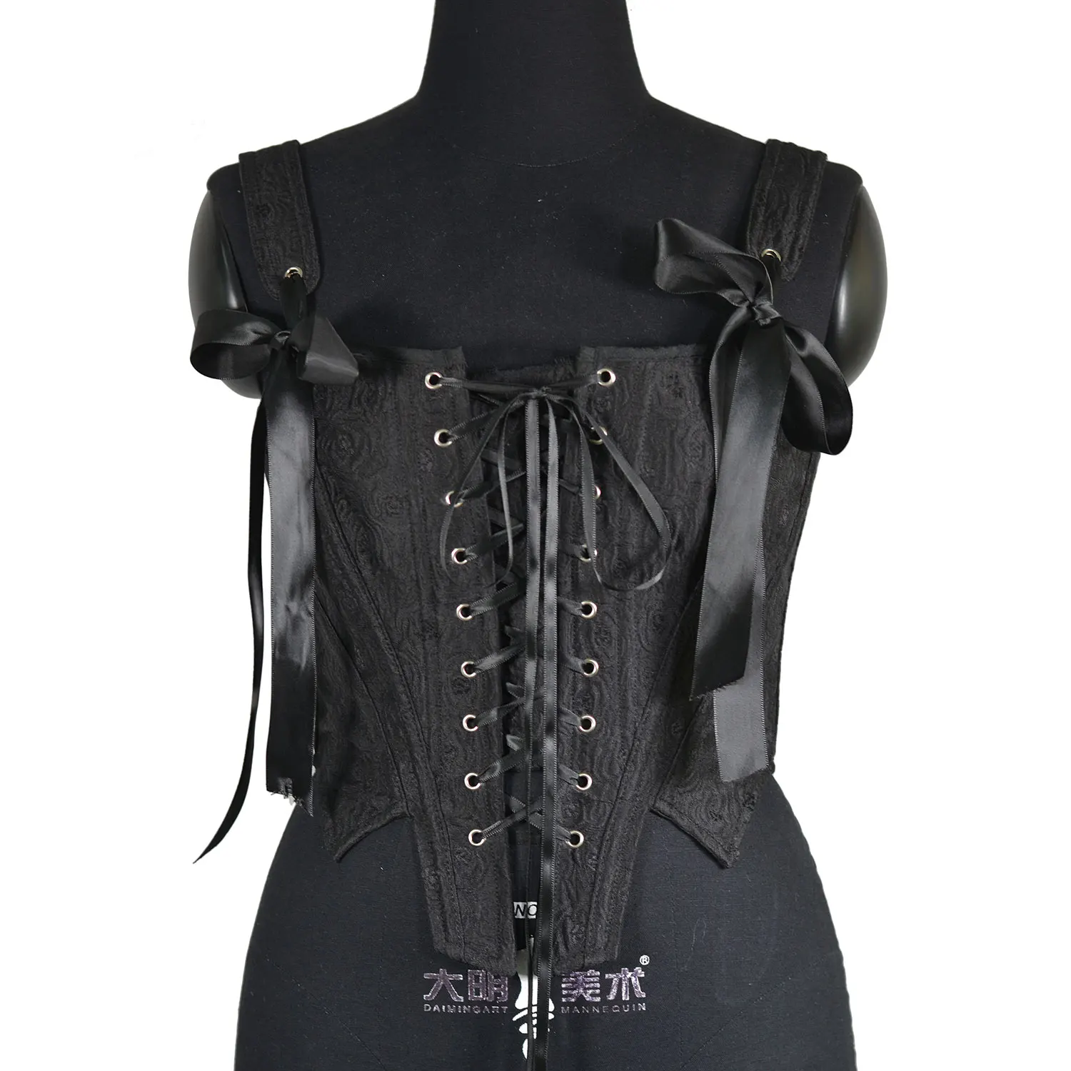 Women's Gothic Corset Vest Women Strappy Jacquard Crop Top Summer Slim Fit Camisole Bustier