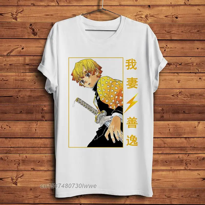 

Demon Slayer Agatsuma Zenitsu Humorous Anime Tshirt Men White Casual T Shirt Unisex Otaku Manga Kimetsu No Yaiba Streetwear Tee