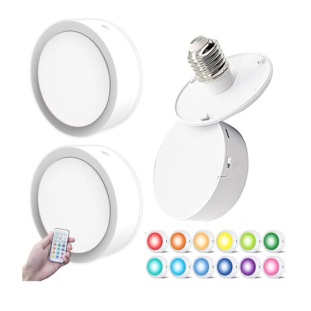 

86MM Led Puck Light RGB Color E26/E27 Base Dimmable Indoor Decoration Battery Powered for Party,New Year,Birthday