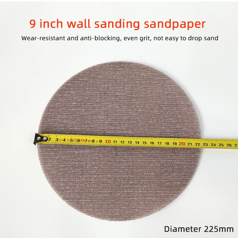 10 Pcs 9 Inch Mesh Sandpaper 225mm Wall Sander Flocking Round Dry Sandpaper Long Rod Sander Grinding Putty Powder Sand Skin