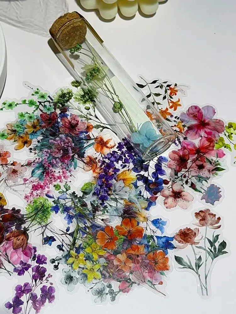 

50 Шт. Прозрачных Наклеек Ручной Работы С Цветами И Растениями Для Скрапбукинга, Ведения Дневников