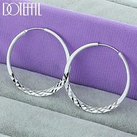 doteffil 925 sterling silver 404550mm round circle hoop earrings for women wedding engagement party jewelry