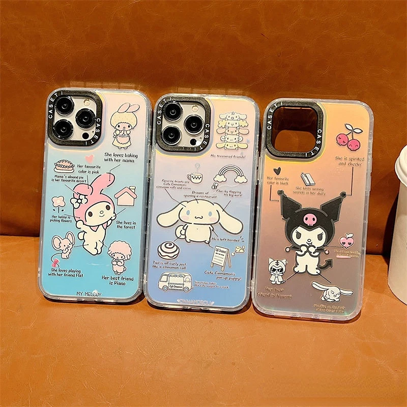 

Милый лазерный мультяшный чехол для телефона Sanrio Kuromi Melody для IPhone 14plus Is для Apple 13pro Max, чехол для телефона 12