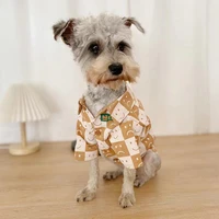 spring smiley cute dog clothes cotton french bulldog chihuahua small and medium dogs square plaid dog shirts puppy clothing