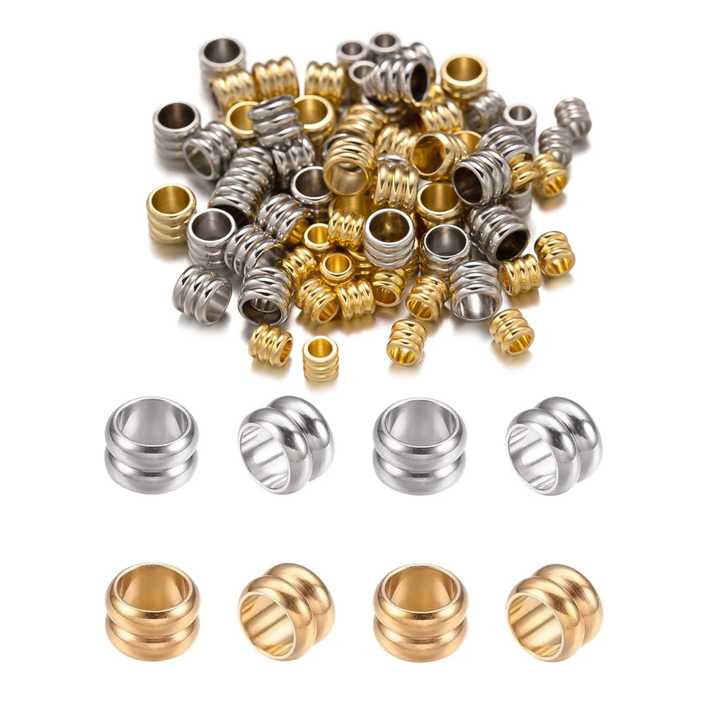 

20pcs 3/4/5/6mm Stainless Steel Big Hole Spacer Beads DIY Charms Necklaces Bracelets Jewelry Making Findings Accessories Crafts
