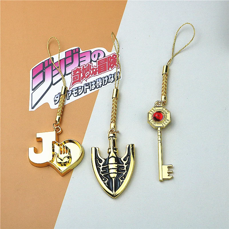 Anime jojo Bizarre Adventure Killer Queen Arrow Keychain Kira Yoshikage Cosplay Key Chain Mobile Phone Chain