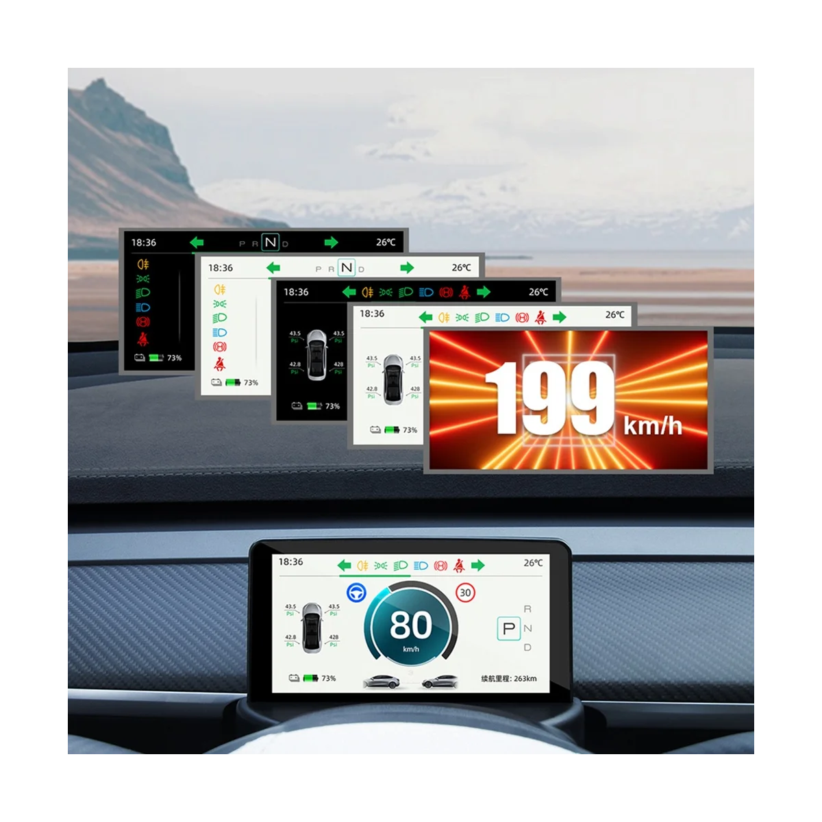 5 16 дюймовый экран HUD IPS для зарядки сигнала поворота модели Y ЖК-дисплей