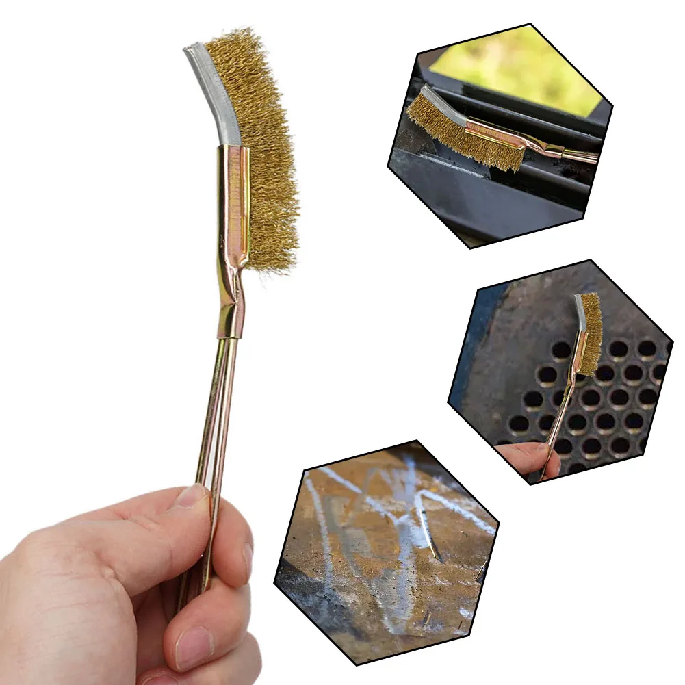 

245mm Length Mini Wire Brush Steel/Brass/Nylon Brushes For Cleaning And Removing Flaking Paint Rust Dirt Hand Tools