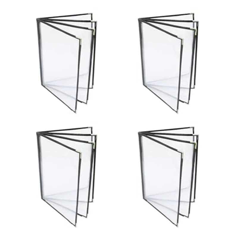 

4PCS Menu Covers, Menu Covers 8.5X11inch, Menu Holder 4 Page 8 View, Restaurant Menu Covers For A4 Size Paper, Menu Book Durable