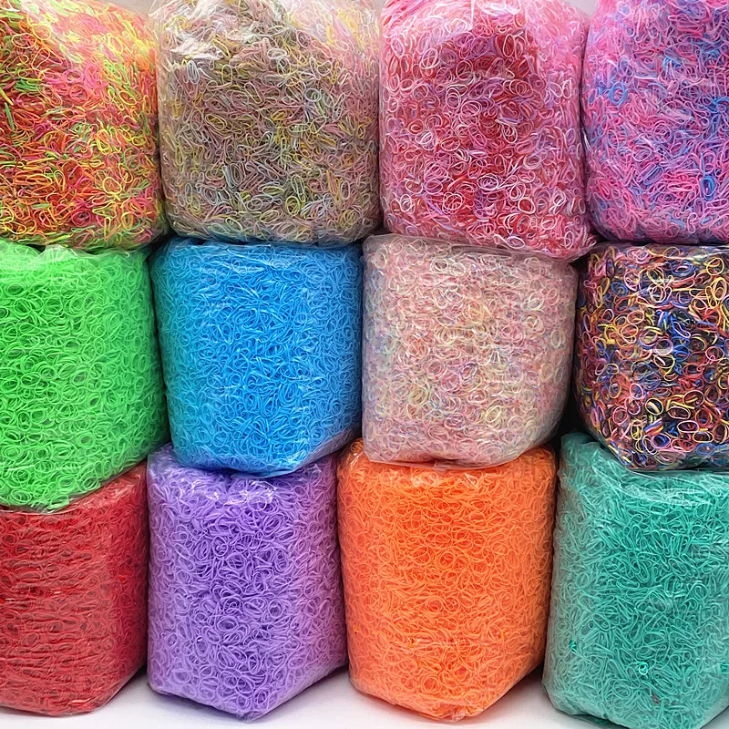 

1000Pcs/bag Colorful Small Disposable Hair Bands Scrunchie Girls Elastic Rubber Band Ponytail Holder Hair Accessories Hair Ties